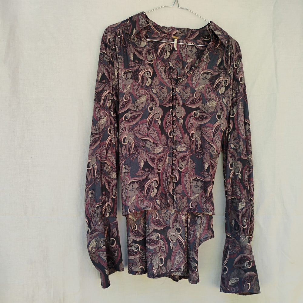 Bohemian Free People Print Women's Blouses Side xs